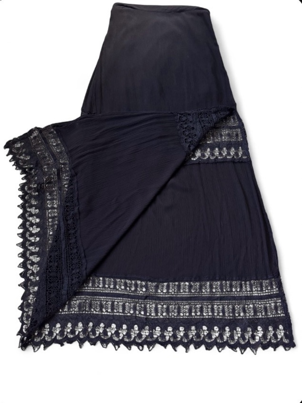 Loverich black gauzy textured lace maxi skirt M Dark Fairycore Witchy 90’s Boho